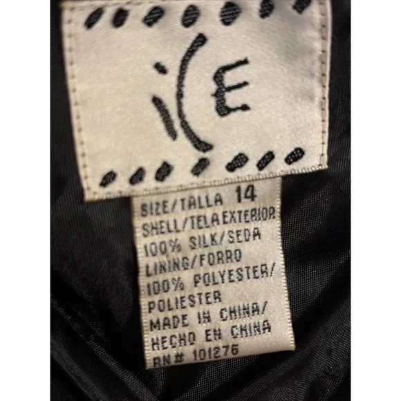 Vintage Ice Black 100% Silk Asymmetrical Sz 14 Whimsigoth Grunge Beaded Fairy - Picture 4 of 6